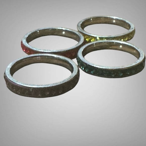 SET OF FOUR STACKABLE STAINLESS STEEL RINGS - Picture 6 of 8